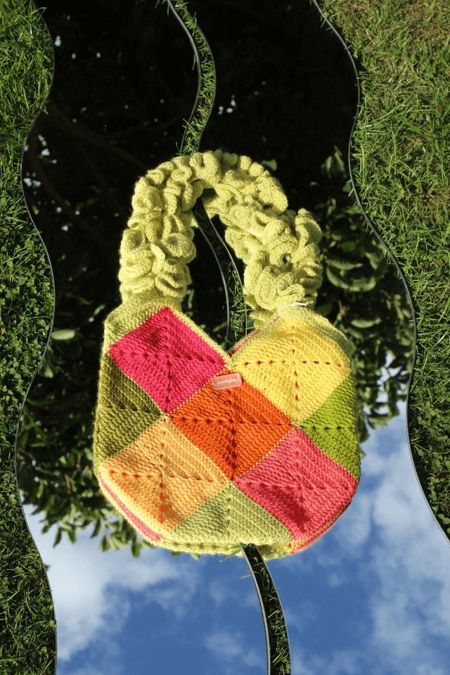 Ruffle Block Colour Granny Square Bag 