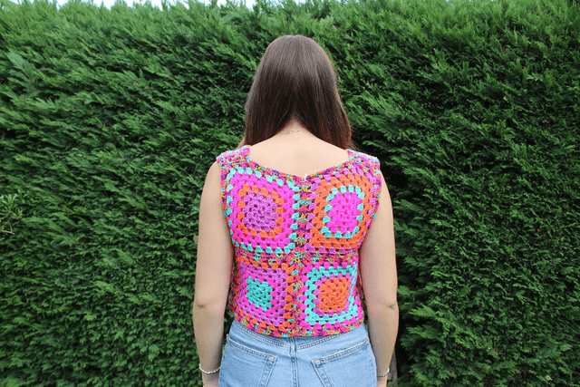 Neon Granny Square Boxy Vest