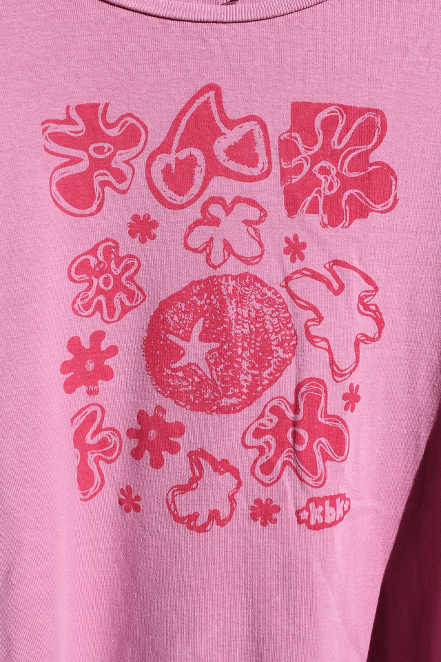 Magenta and Pink Flowery Printed T-shirt