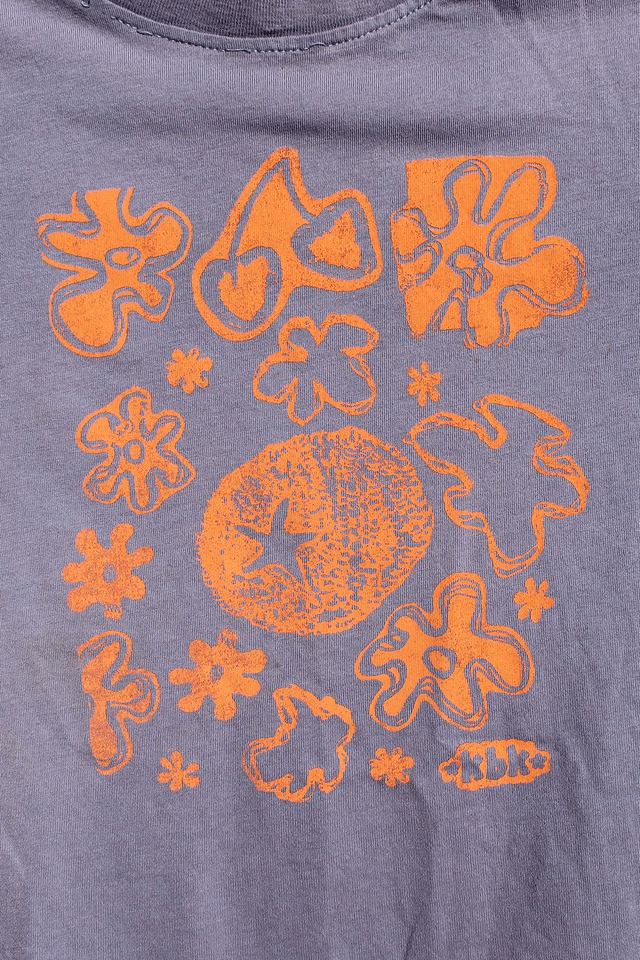 Purple and Orange Flowery Printed T-shirt