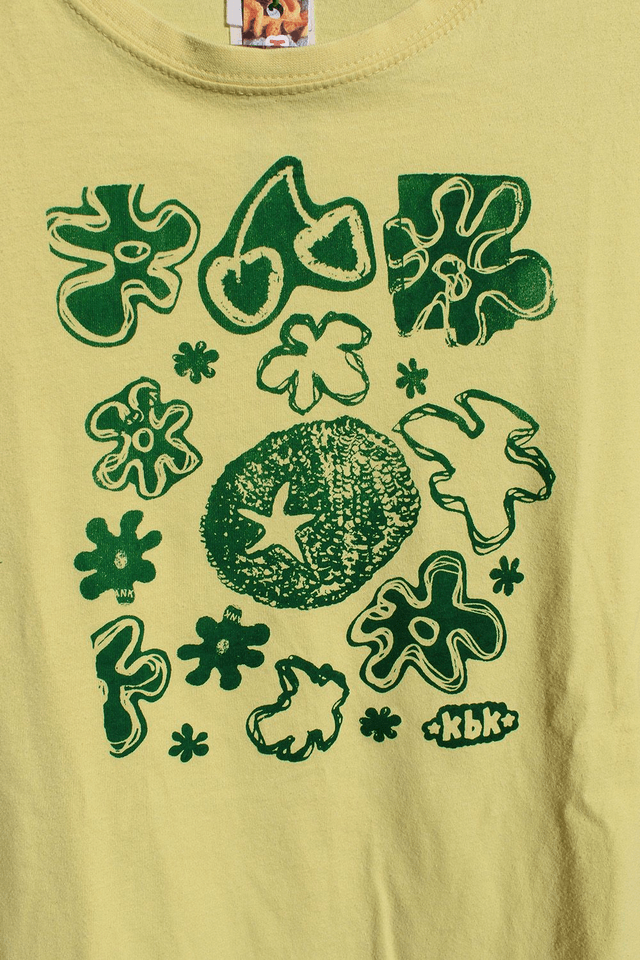 Yellow and Green Flowery Printed T-shirt