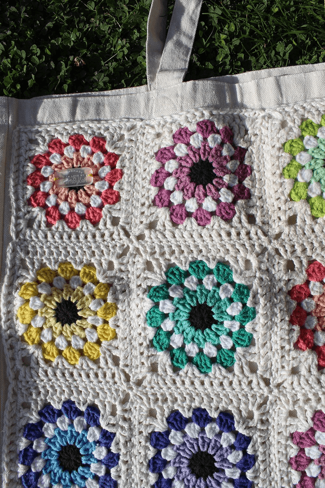 Evil Eye Granny Square Tote Bag 