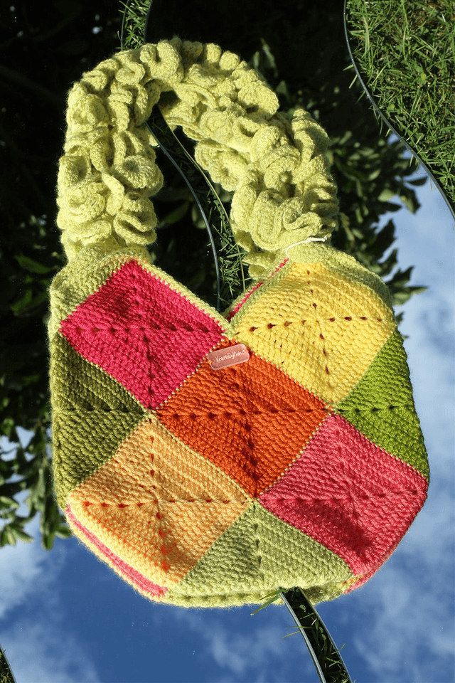 Ruffle Block Colour Granny Square Bag 