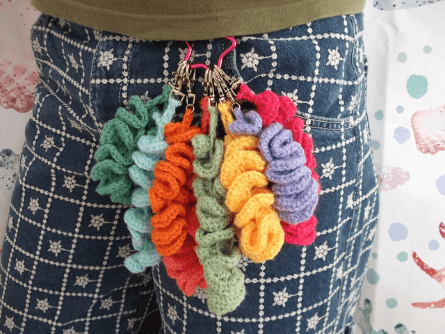 Crochet Coral Keyring