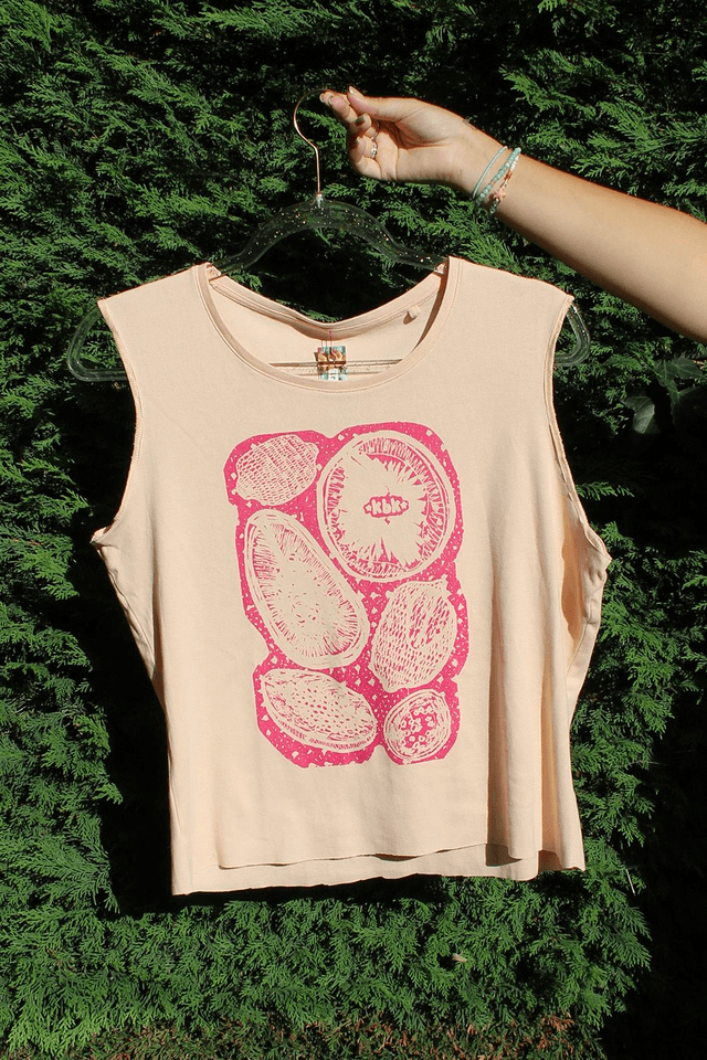 Peach and Pink Fruity Printed Vest