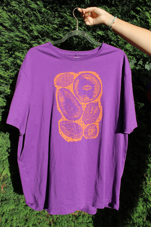 Purple and Orange Fruity Printed T-shirt